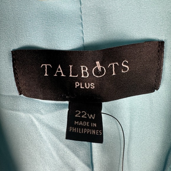NWT Talbots Herringbone Blazer Jacket Wool Blend Lined Plus 22W Turquoise White - Picture 6 of 13